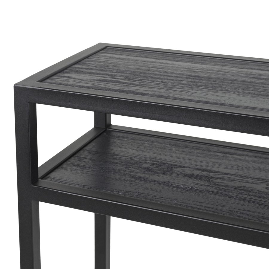 SPINDER DESIGN Daniël konsolbord, m. 1 hylde, rektangulr - sort egetr og mat sort stl (120x30)