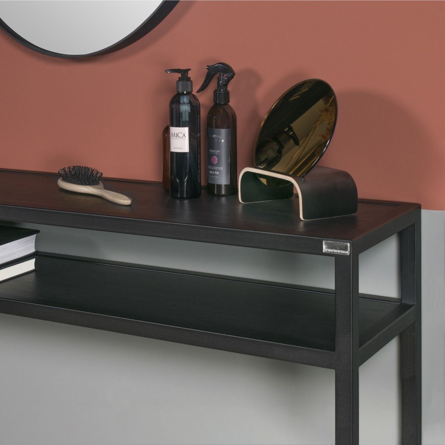 SPINDER DESIGN Daniël konsolbord, m. 1 hylde, rektangulr - sort egetr og mat sort stl (120x30)