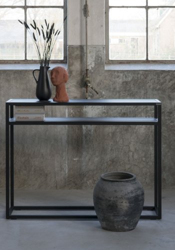 SPINDER DESIGN Daniël konsolbord, m. 1 hylde, rektangulr - sort egetr og mat sort stl (120x30)