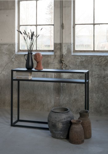 SPINDER DESIGN Daniël konsolbord, m. 1 hylde, rektangulr - sort egetr og mat sort stl (120x30)