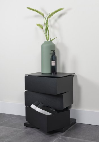 SPINDER DESIGN Joey skoreol/kommode, m. 3 rum - sort pulverlakeret stl (37x26)