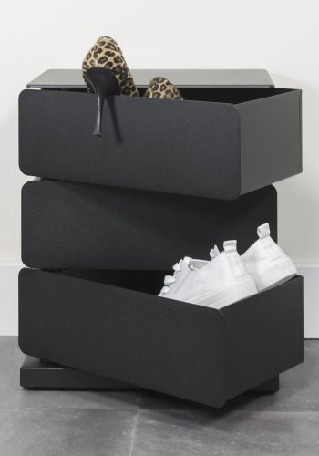 SPINDER DESIGN Joey skoreol/kommode, m. 3 rum - sort pulverlakeret stl (37x26)