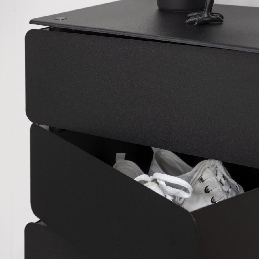 SPINDER DESIGN Joey skoreol/kommode, m. 7 rum - sort pulverlakeret stl (37x26)