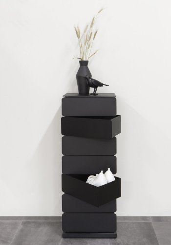 SPINDER DESIGN Joey skoreol/kommode, m. 7 rum - sort pulverlakeret stl (37x26)