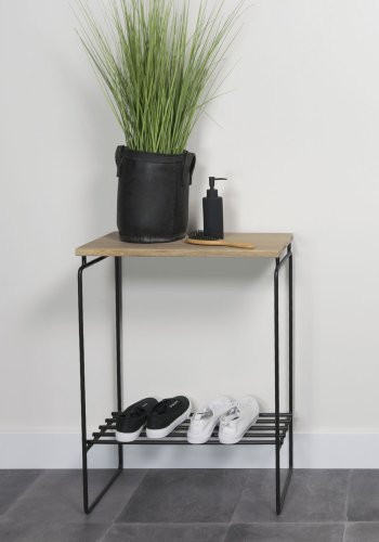 SPINDER DESIGN Clint konsolbord, m. 1 hylde - massivt egetr og sort stl (57x29)