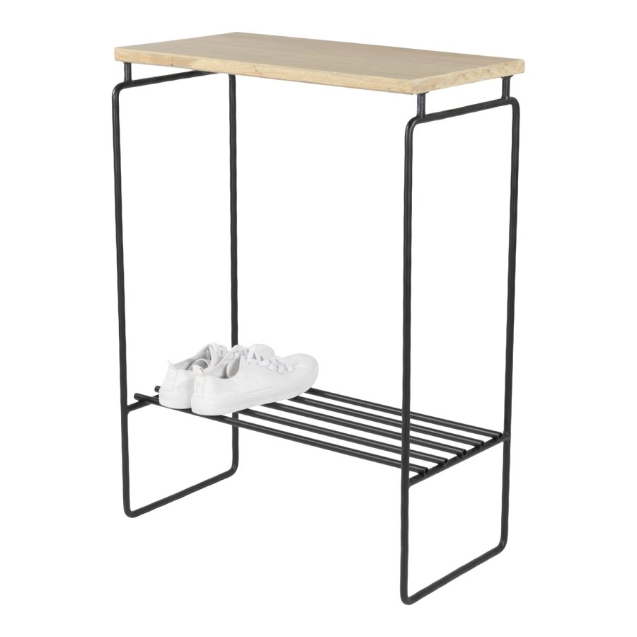 SPINDER DESIGN Clint konsolbord, m. 1 hylde - massivt egetr og sort stl (57x29)