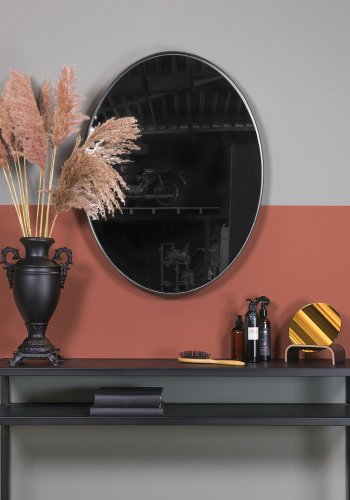 SPINDER DESIGN Donna vgspejl, oval, m. sort stlramme - spejlglas (80x60)