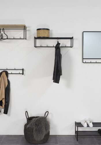 SPINDER DESIGN rektangulr Clint vgspejl, m. knagerkke - spejlglas og sort stl