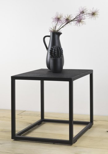 SPINDER DESIGN Daniël sofabord, kvadratisk - sort brstet eg og mat sort stl (40x40)