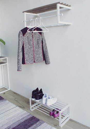 SPINDER DESIGN rektangulr Rex skohylde, m. 2 hylder - hvid stl