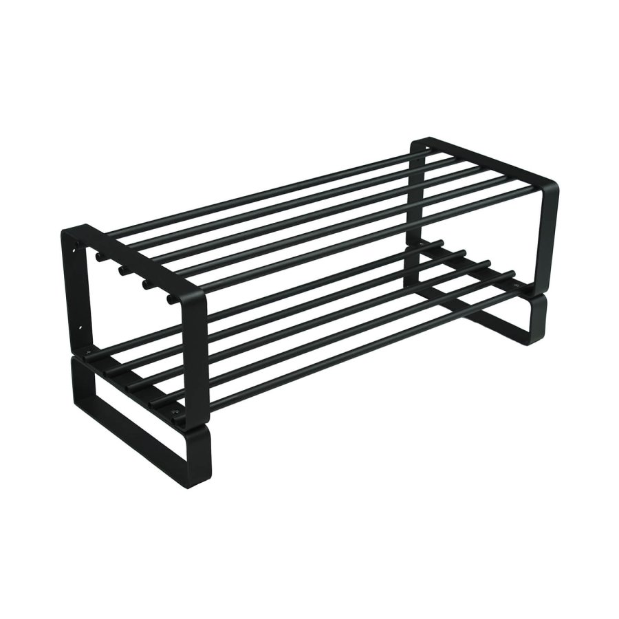 SPINDER DESIGN rektangulr Rex skohylde, m. 2 hylder - sort stl