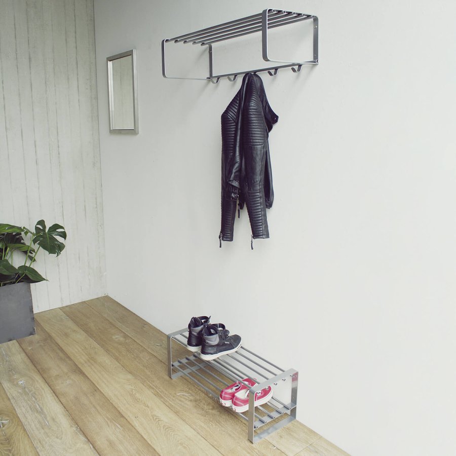 SPINDER DESIGN rektangulr Rex skohylde, m. 2 hylder - gr stl