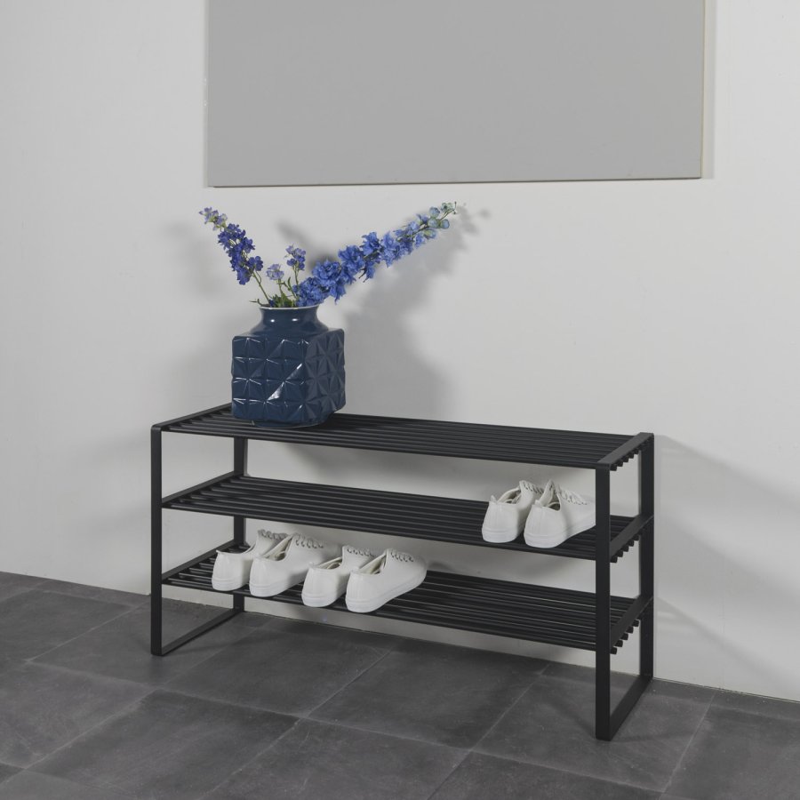 SPINDER DESIGN Rex skoreol, m. 3 hylder - sort stl (100x29)