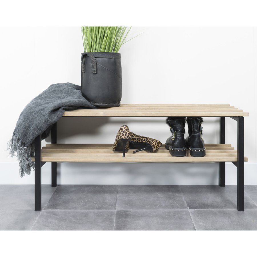 SPINDER DESIGN Rizzoli entrébnk, m. 2 hylder - egetr og sort stl (100x45)