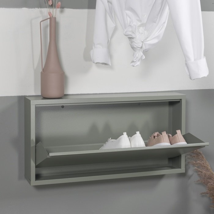 SPINDER DESIGN Billy skoskab, m. 1 lge, rektangulr - grn stl (75x37,5)