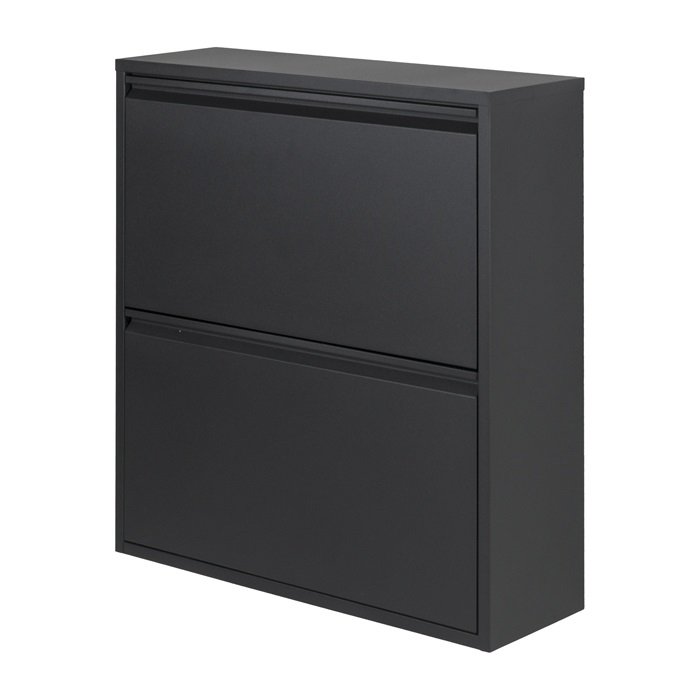 SPINDER DESIGN rektangulr Billy skoskab, m. 2 lger - sort stl 