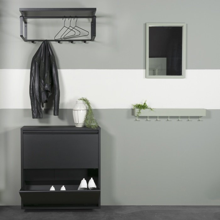 SPINDER DESIGN rektangulr Billy skoskab, m. 2 lger - sort stl 