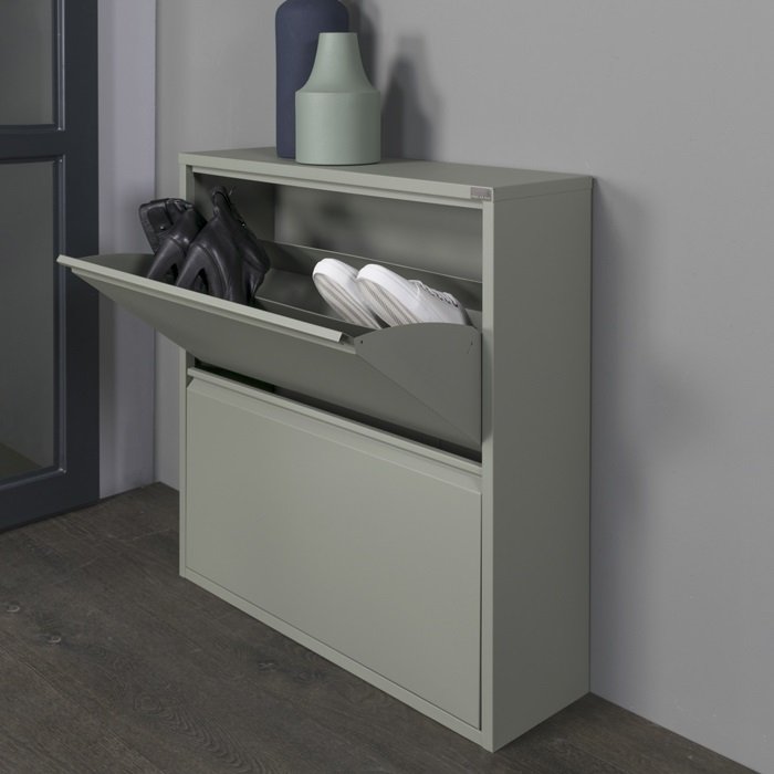 SPINDER DESIGN rektangulr Billy skoskab, m. 2 lger - grn stl 