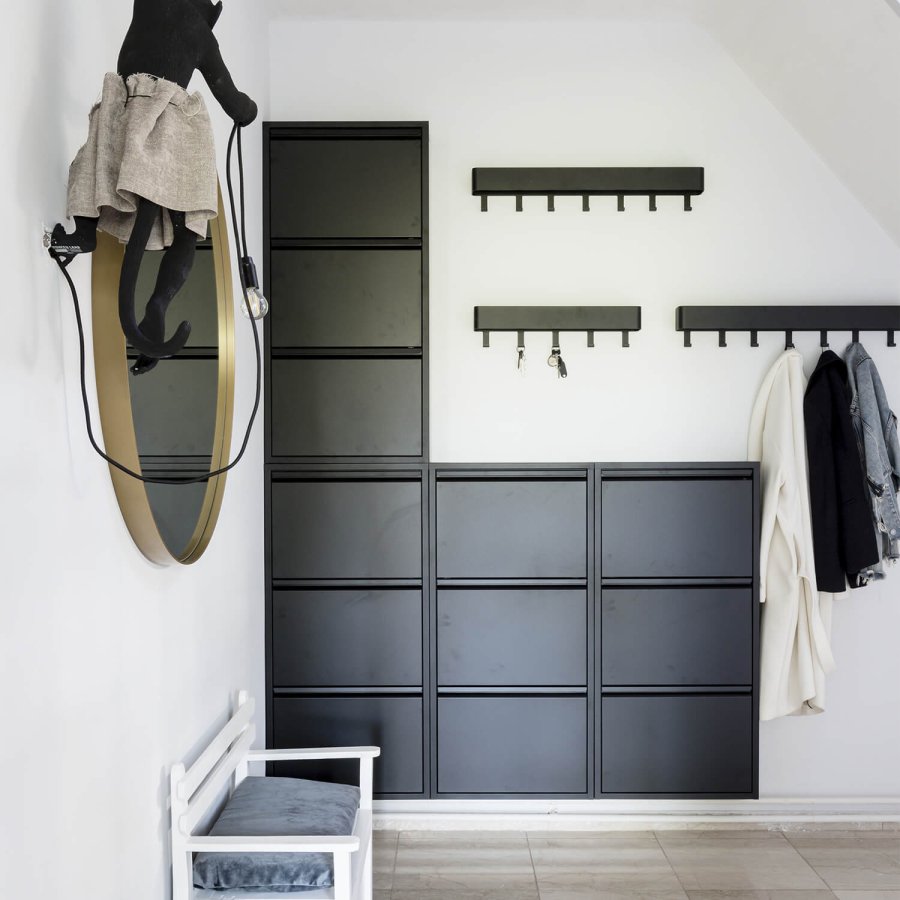 SPINDER DESIGN rektangulr Billy skoskab, m. 3 lger - sort stl 