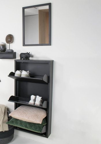 SPINDER DESIGN rektangulr Billy skoskab, m. 3 lger - sort stl 