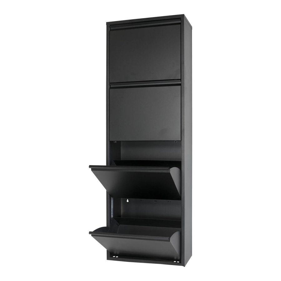 SPINDER DESIGN rektangulr Billy skoskab, m. 4 lger - sort stl 