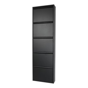 SPINDER DESIGN rektangulr Billy skoskab, m. 5 lger - sort stl 