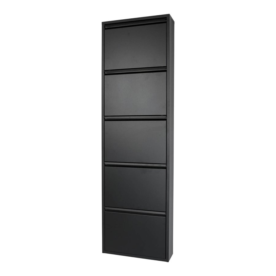 SPINDER DESIGN rektangulr Billy skoskab, m. 5 lger - sort stl 