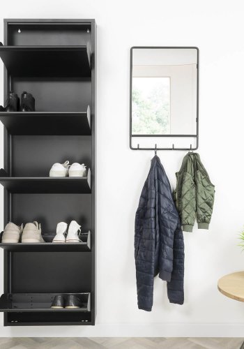 SPINDER DESIGN rektangulr Billy skoskab, m. 5 lger - sort stl 