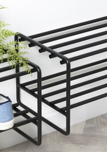 SPINDER DESIGN rektangulr Clint skohylde, m. 2 hylder - sort stl 