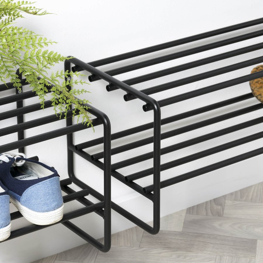 SPINDER DESIGN rektangulr Clint skohylde, m. 2 hylder - sort stl 