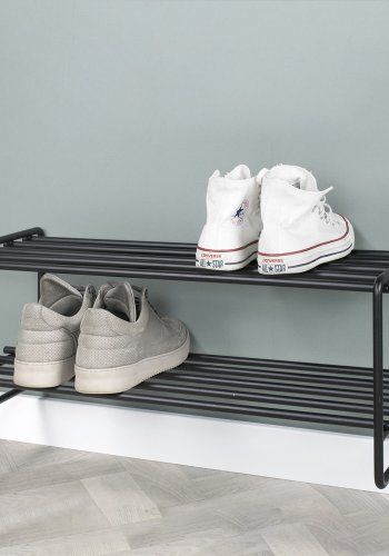 SPINDER DESIGN rektangulr Clint skohylde, m. 2 hylder - sort stl 