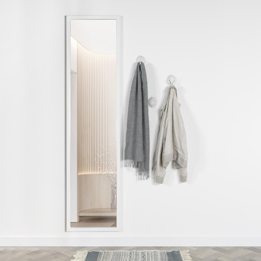 SPINDER DESIGN rektangulr Senza vgspejl - spejlglas og hvid stl (185x46)