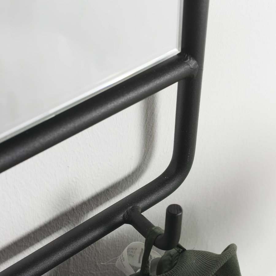 SPINDER DESIGN rektangulr Clint vgspejl, m. knagerkke - spejlglas og sort stl