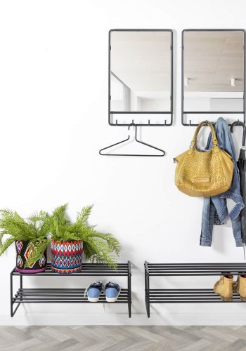 SPINDER DESIGN rektangulr Clint vgspejl, m. knagerkke - spejlglas og sort stl