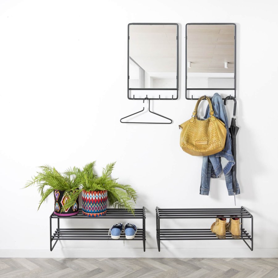 SPINDER DESIGN rektangulr Clint vgspejl, m. knagerkke - spejlglas og sort stl