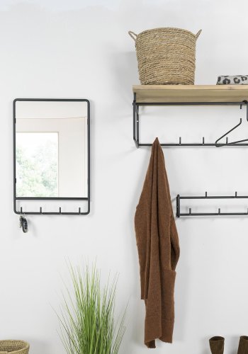 SPINDER DESIGN rektangulr Clint vgspejl, m. knagerkke - spejlglas og sort stl