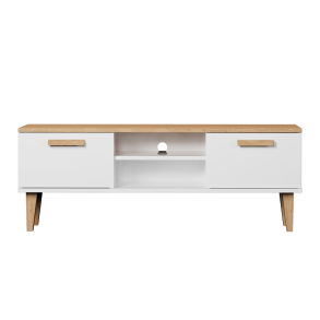 KOCOT Denver TV-bord, m. 2 lger og 1 hylde - hvid og natur hickory spnplader (120x47,2)