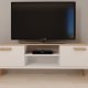 KOCOT Denver TV-bord, m. 2 lger og 1 hylde - hvid og natur hickory spnplader (120x47,2)