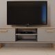 KOCOT Denver TV-bord, m. 2 lger og 1 hylde - chinchilla gr og natur hickory spnplader (120x47,2)