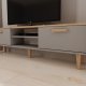 KOCOT Denver TV-bord, m. 2 lger og 1 hylde -  chinchilla gr og natur hickory spnplader (160x47,2)