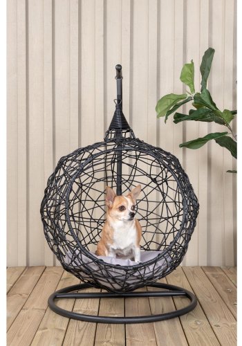 VENTURE DESIGN Lexi hngestol, mini - gr polyester, sort polyrattan og aluminium