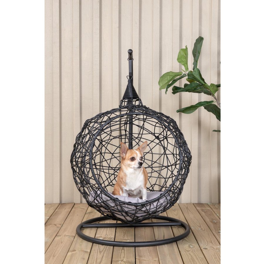 VENTURE DESIGN Lexi hngestol, mini - gr polyester, sort polyrattan og aluminium