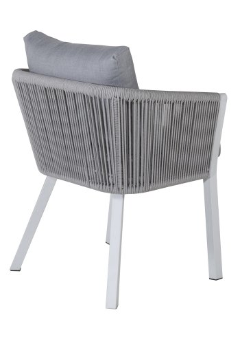 VENTURE DESIGN Virya havestol, m. armln og hynder - gr stof, gr reb, hvid aluminium