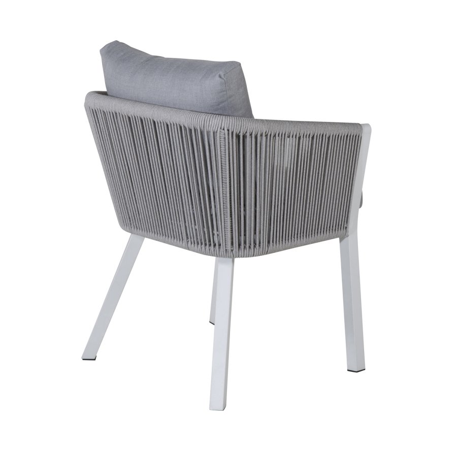 VENTURE DESIGN Virya havestol, m. armln og hynder - gr stof, gr reb, hvid aluminium