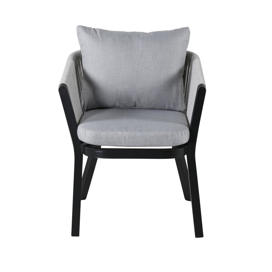 VENTURE DESIGN Virya havestol, m. armln og hynder - gr stof, gr reb, sort aluminium