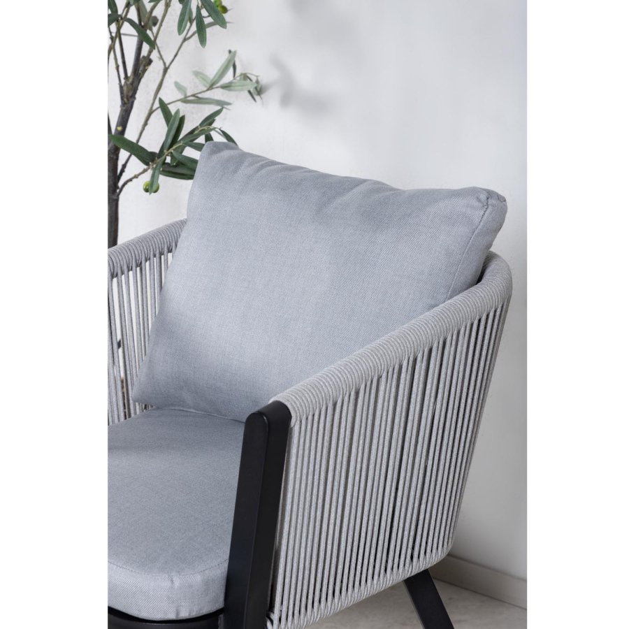 VENTURE DESIGN Virya havestol, m. armln og hynder - gr stof, gr reb, sort aluminium