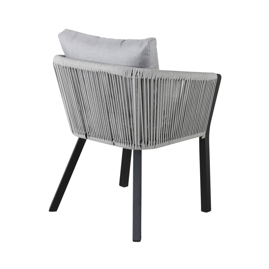 VENTURE DESIGN Virya havestol, m. armln og hynder - gr stof, gr reb, sort aluminium