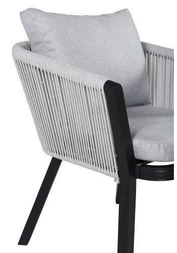 VENTURE DESIGN Virya havestol, m. armln og hynder - gr stof, gr reb, sort aluminium