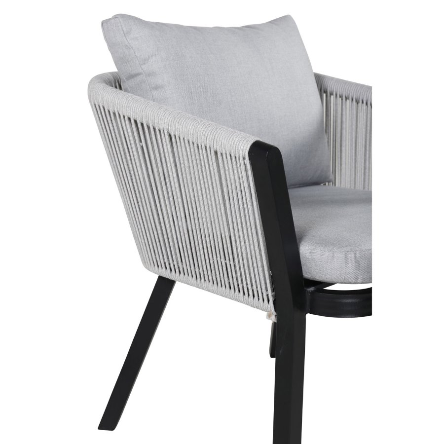 VENTURE DESIGN Virya havestol, m. armln og hynder - gr stof, gr reb, sort aluminium