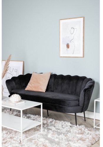 VENTURE DESIGN Calais 3 personers sofa - sort velour og sort metal